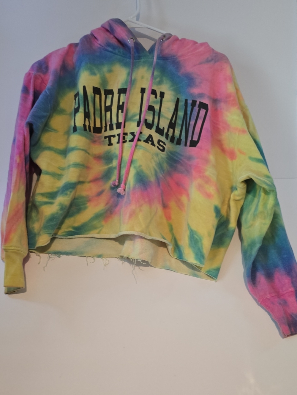 Padre Island Tie-Dye Cropped Hoodie - Yellow Pink Blue #56